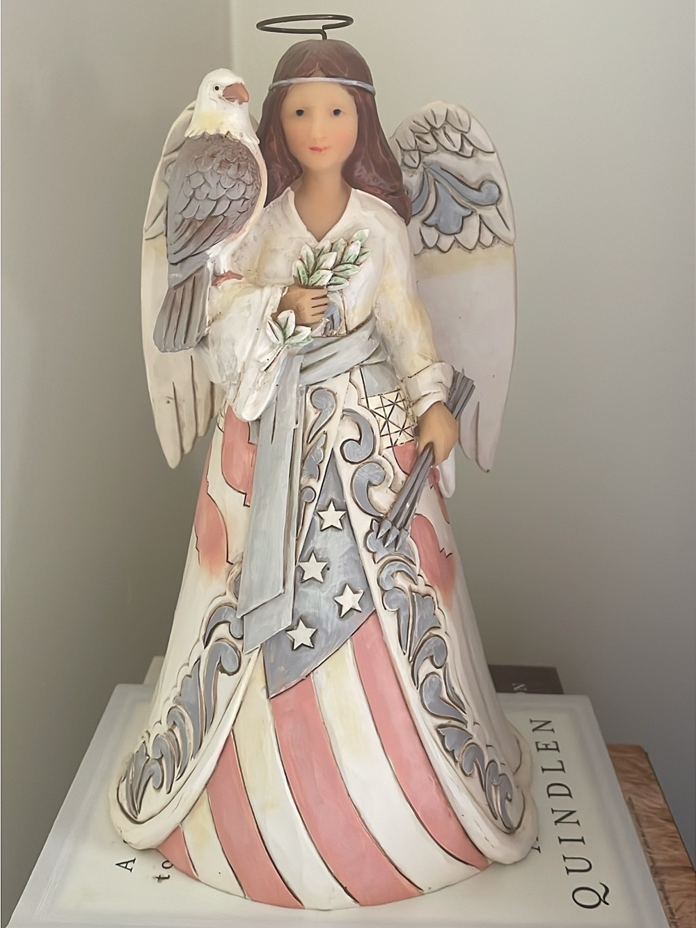 Jim Shore Hand-Painted Angel Sculpture in Cream, Blue & Pink